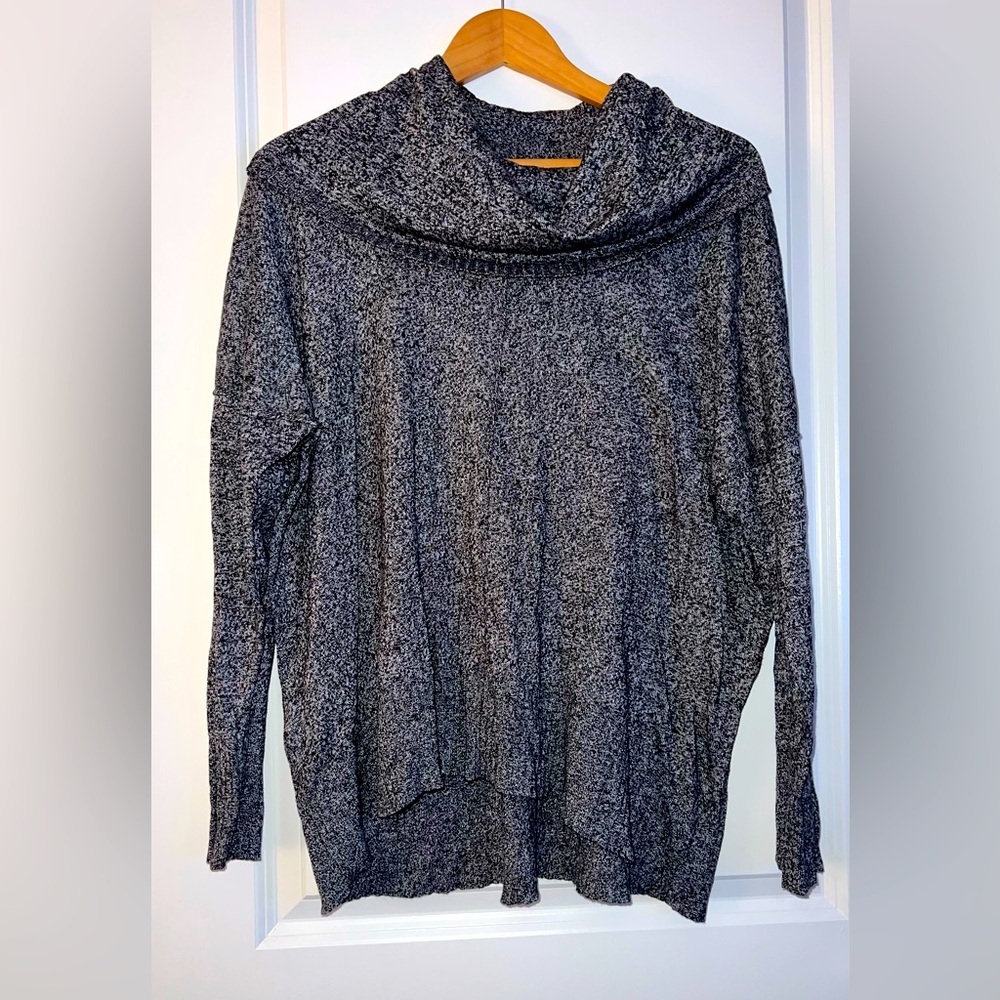 Paraphrase Lightweight Cowl Neck Sweater - Gray and Black-1x